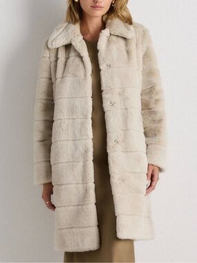 NWT - Luxury Faux Fur Cream Coat - Quince - XS